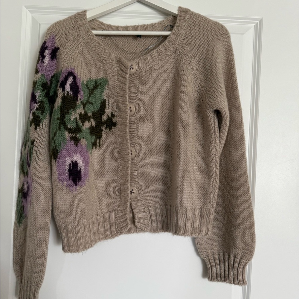 United Colors Of Benetton Tan and Purple Cardigans Classic Knit